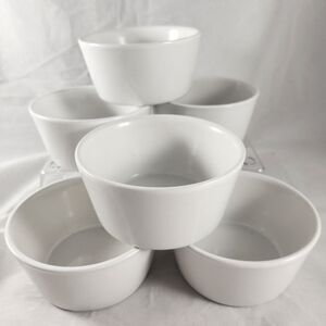 Set of 6 White Stoneware Bouillon Soup Bowls 8 oz Portugal Stackable Bistro